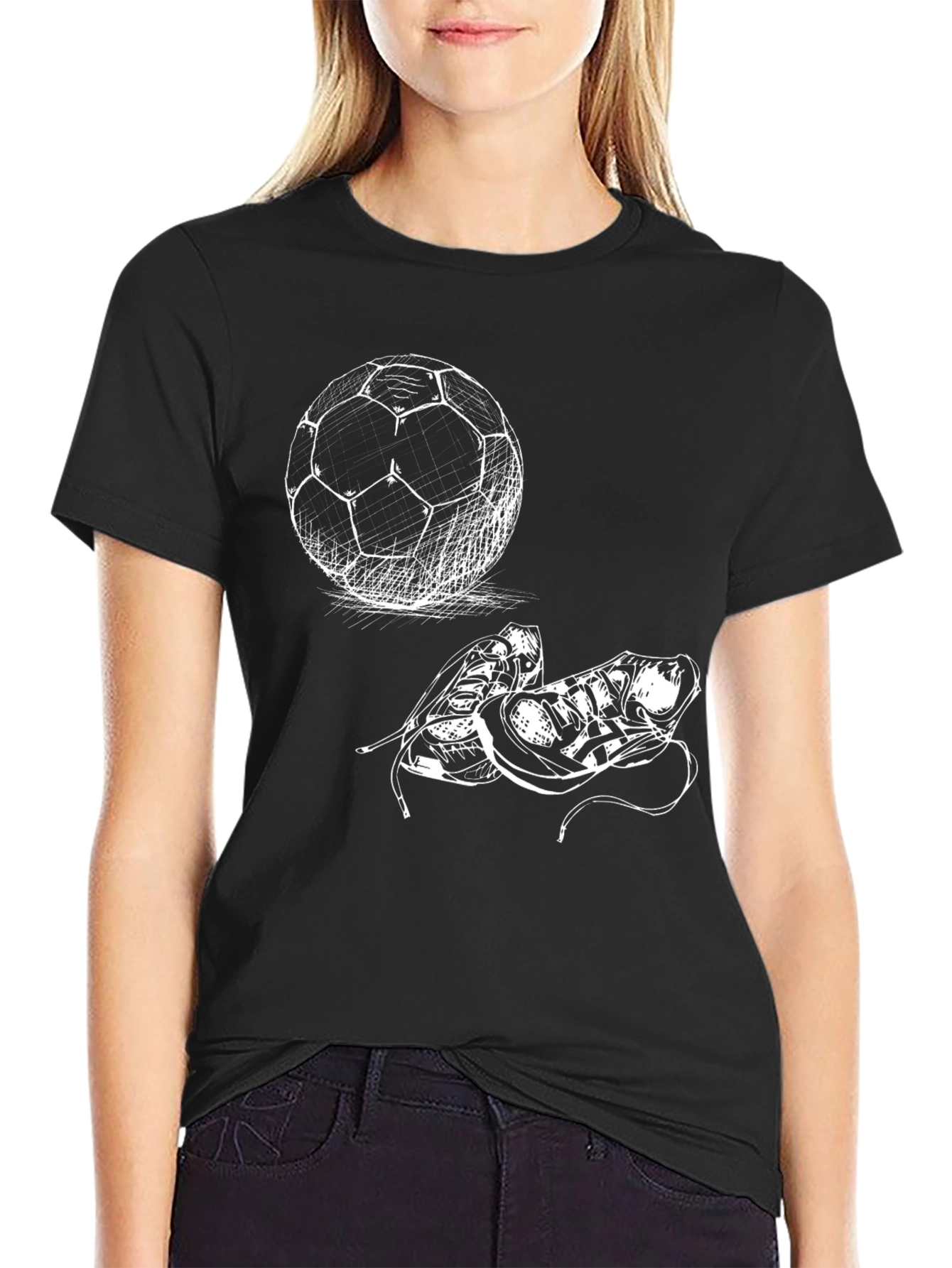 Soccer Ball & Cleats Graphic Tee - Black