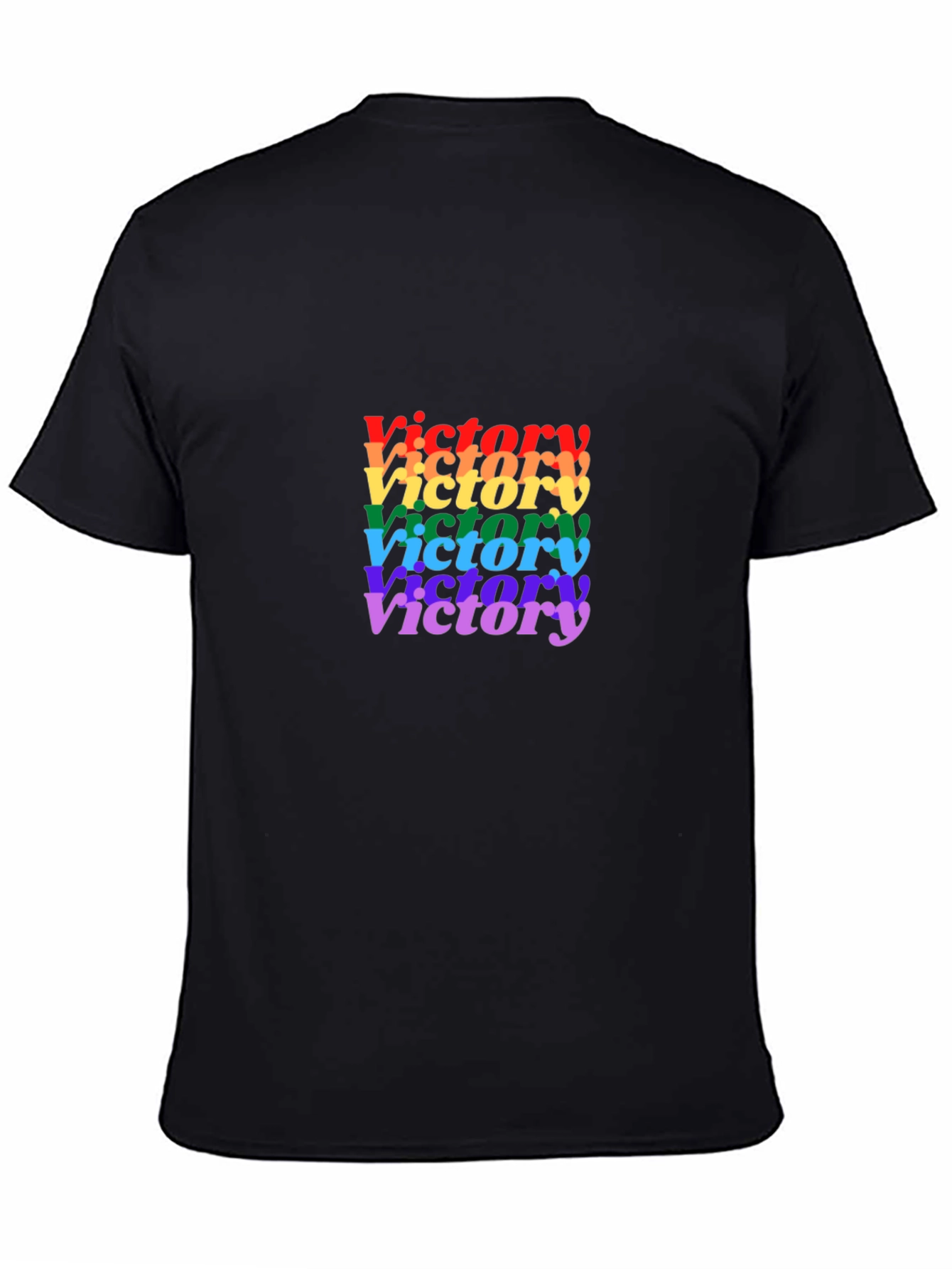Rainbow Victory Graphic Black T-Shirt