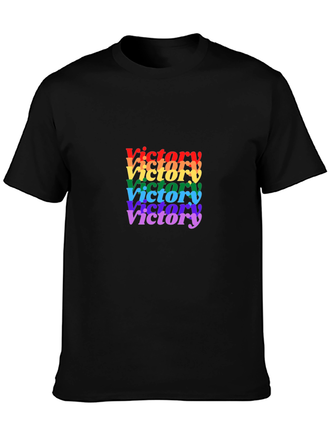 Rainbow Victory Graphic Black T-Shirt