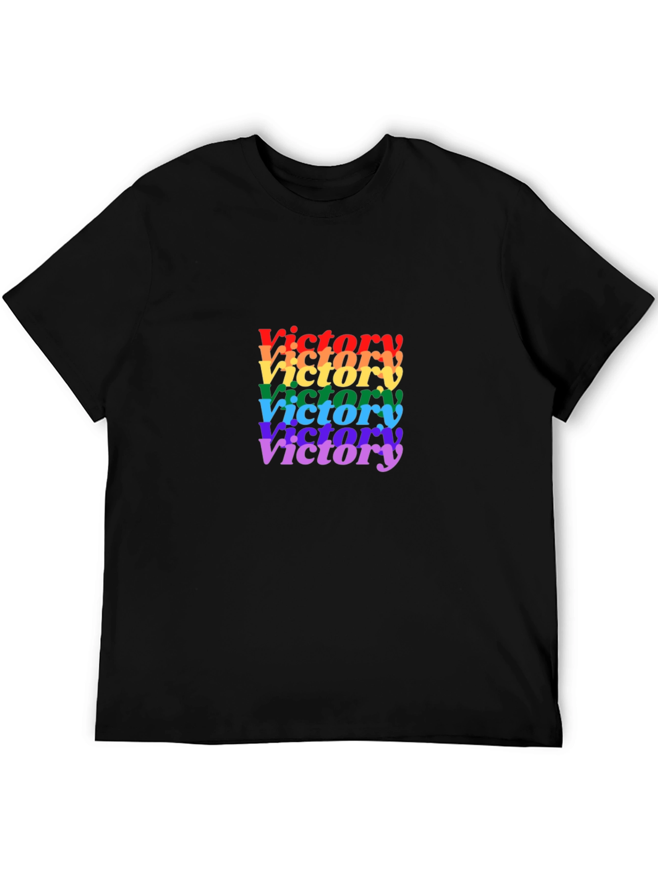 Rainbow Victory Graphic Black T-Shirt
