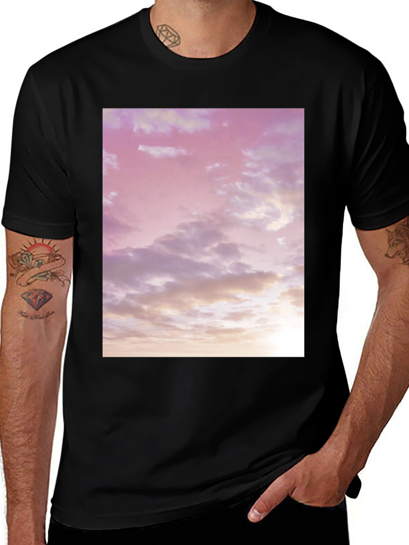 Sky Print Black T-Shirt