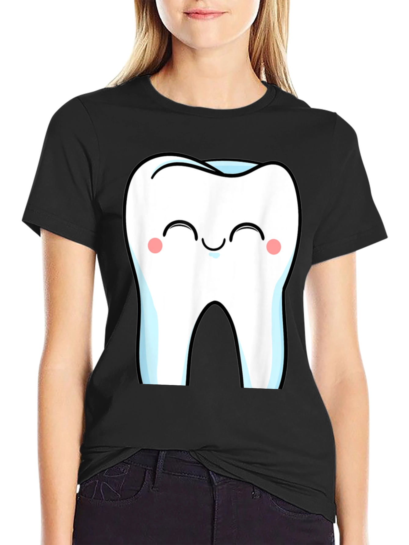 Cute Cartoon Tooth Graphic T-Shirt