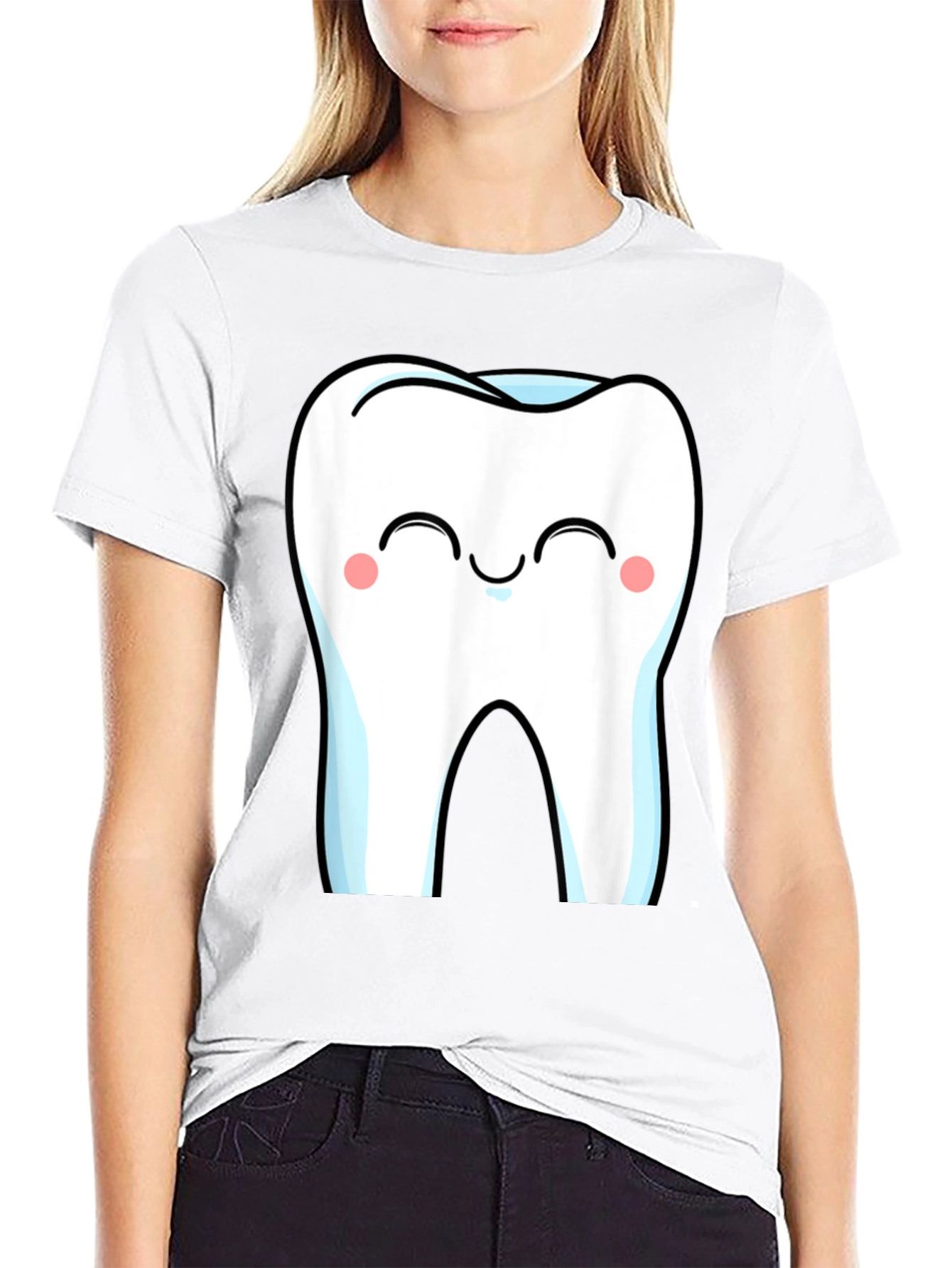 Cute Cartoon Tooth Graphic T-Shirt