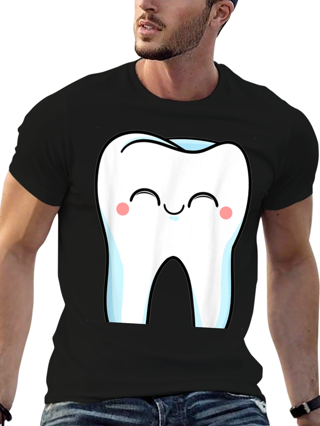 Cute Cartoon Tooth Graphic T-Shirt