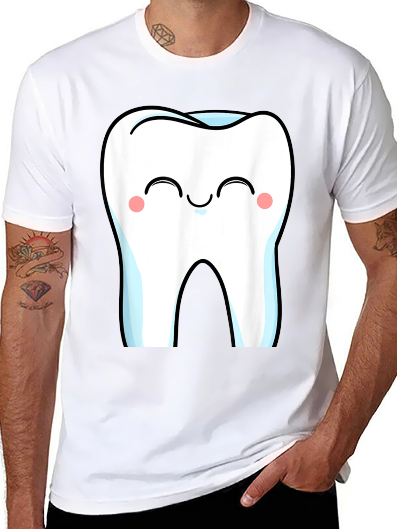 Cute Cartoon Tooth Graphic T-Shirt