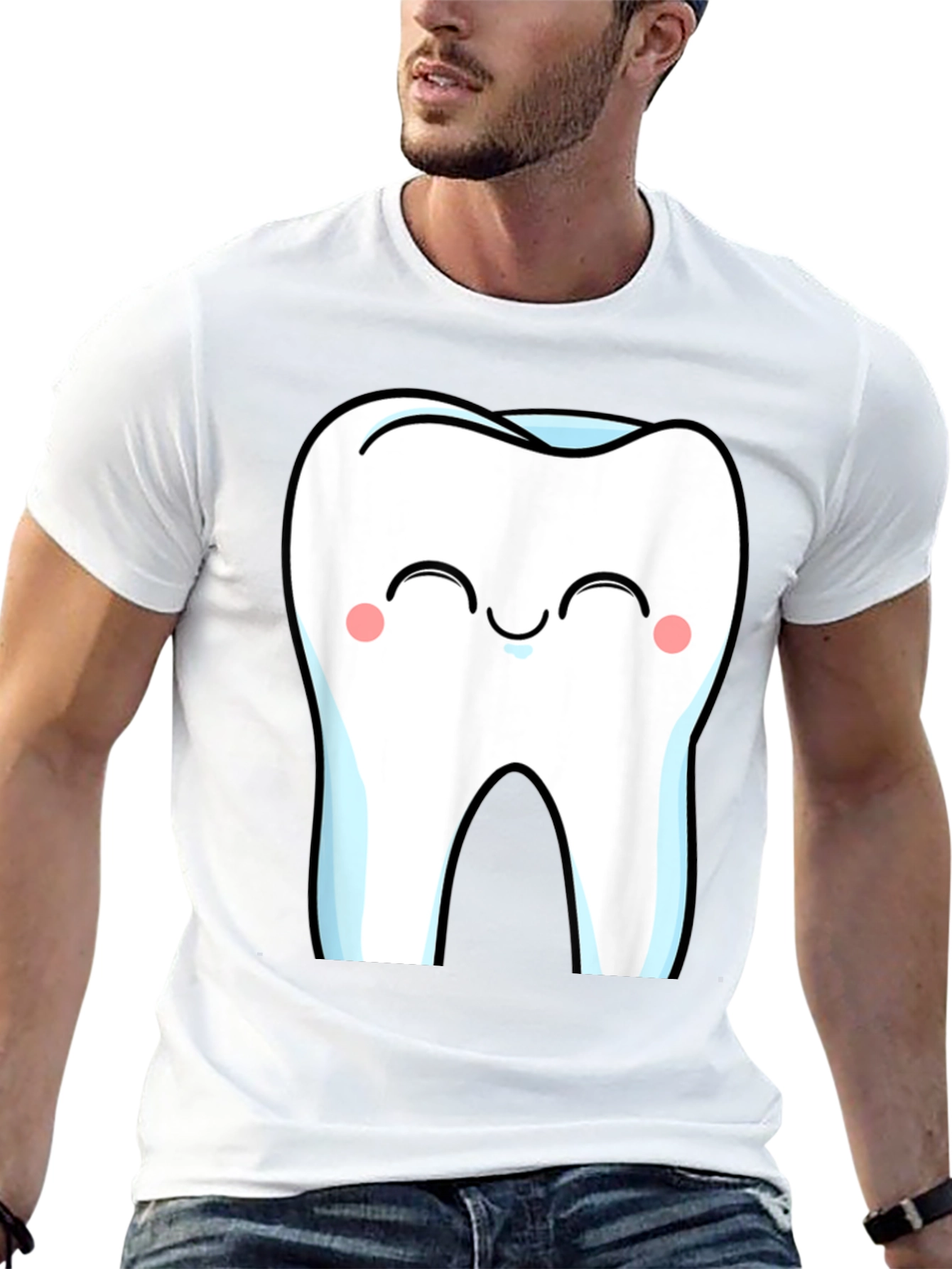 Cute Cartoon Tooth Graphic T-Shirt