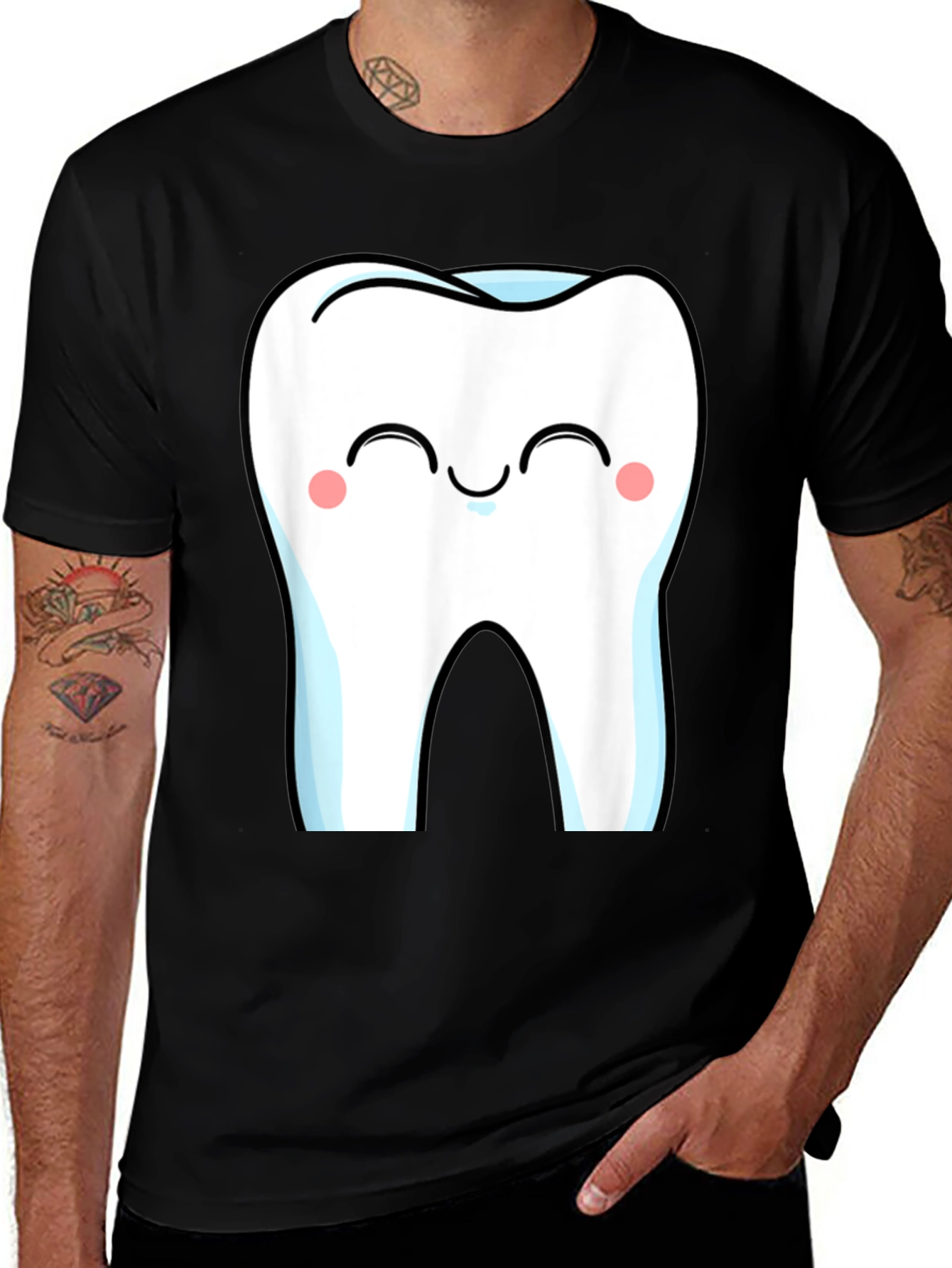Cute Cartoon Tooth Graphic T-Shirt