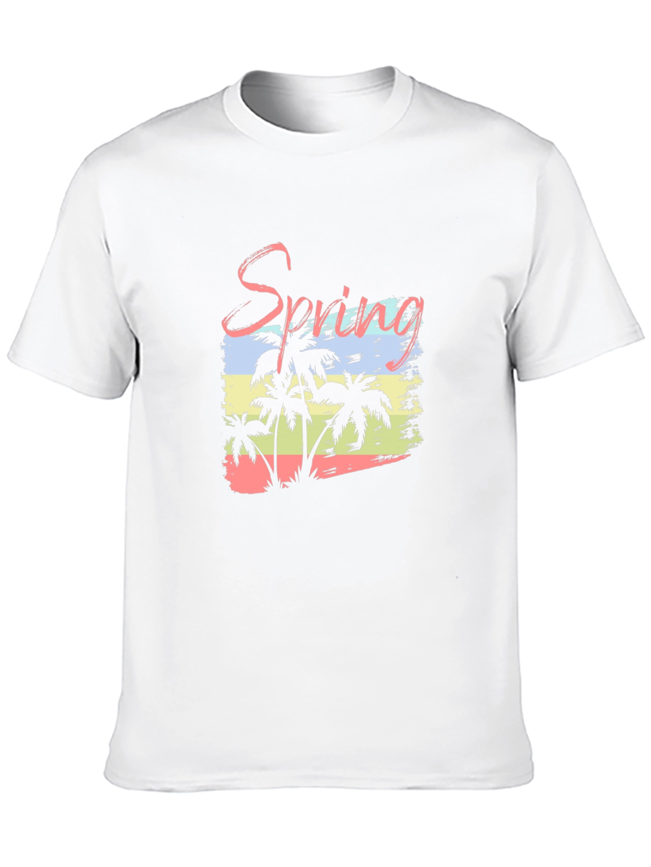 Spring Palm Tree Graphic Black T-Shirt