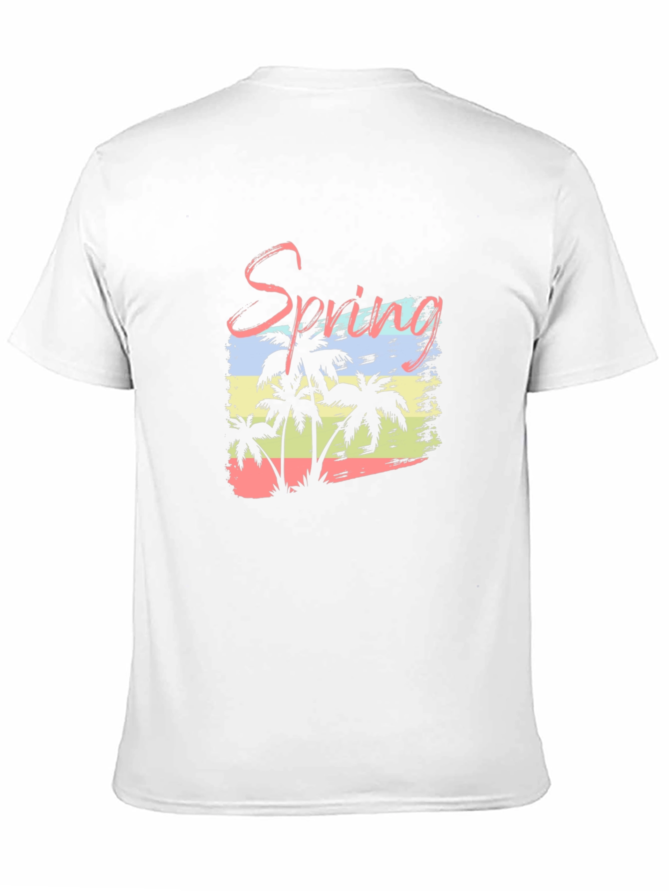 Spring Palm Tree Graphic Black T-Shirt
