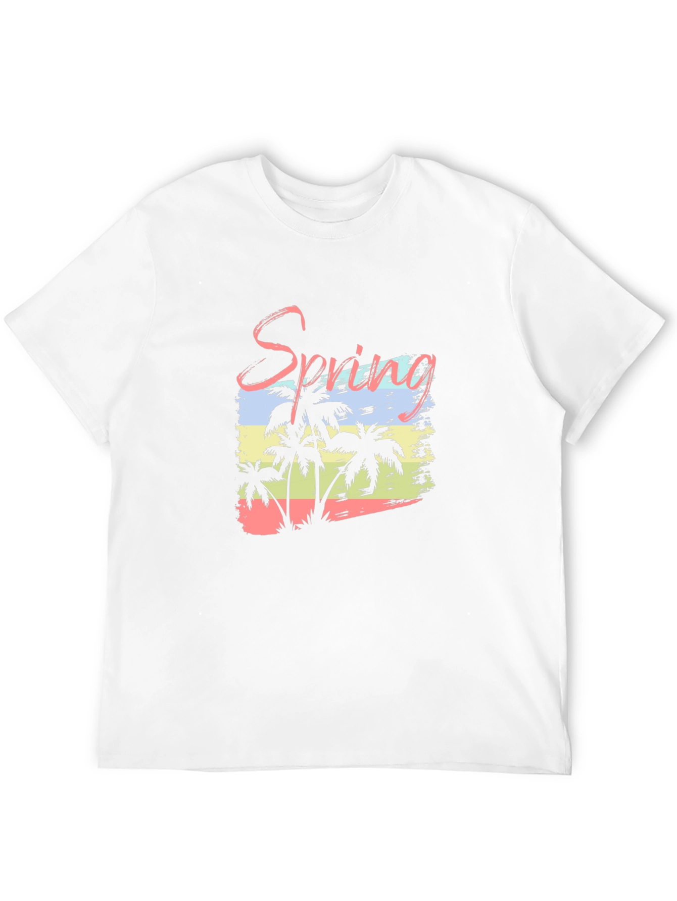 Spring Palm Tree Graphic Black T-Shirt