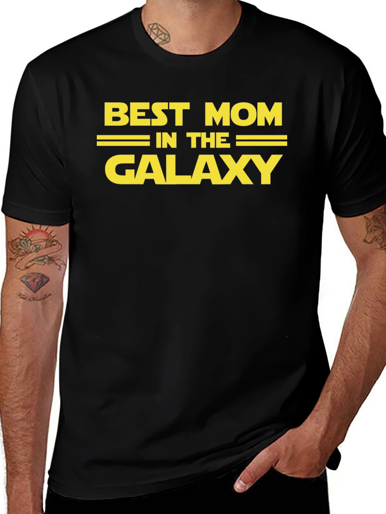 Best Mom in the Galaxy Black Graphic Tee