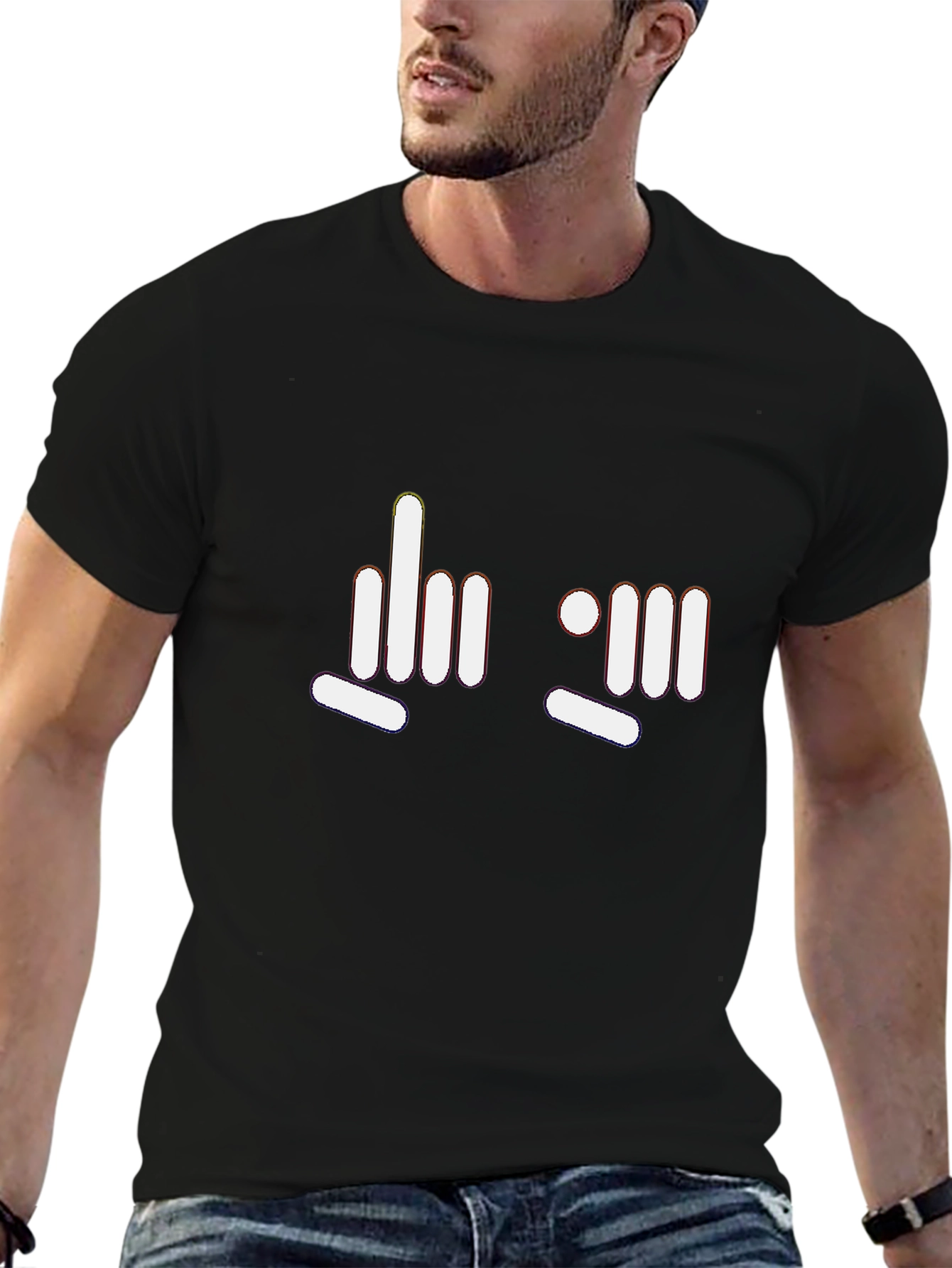 Modern Graphic Tee - Funny Finger Gesture Design