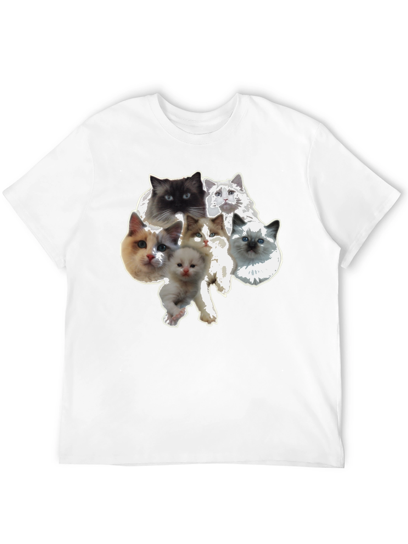 Cute Cat Faces Black T-Shirt