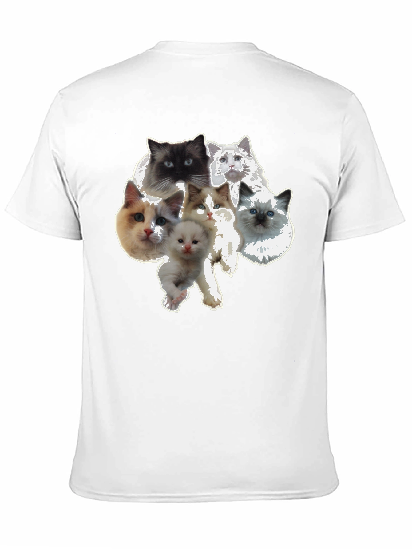 Cute Cat Faces Black T-Shirt