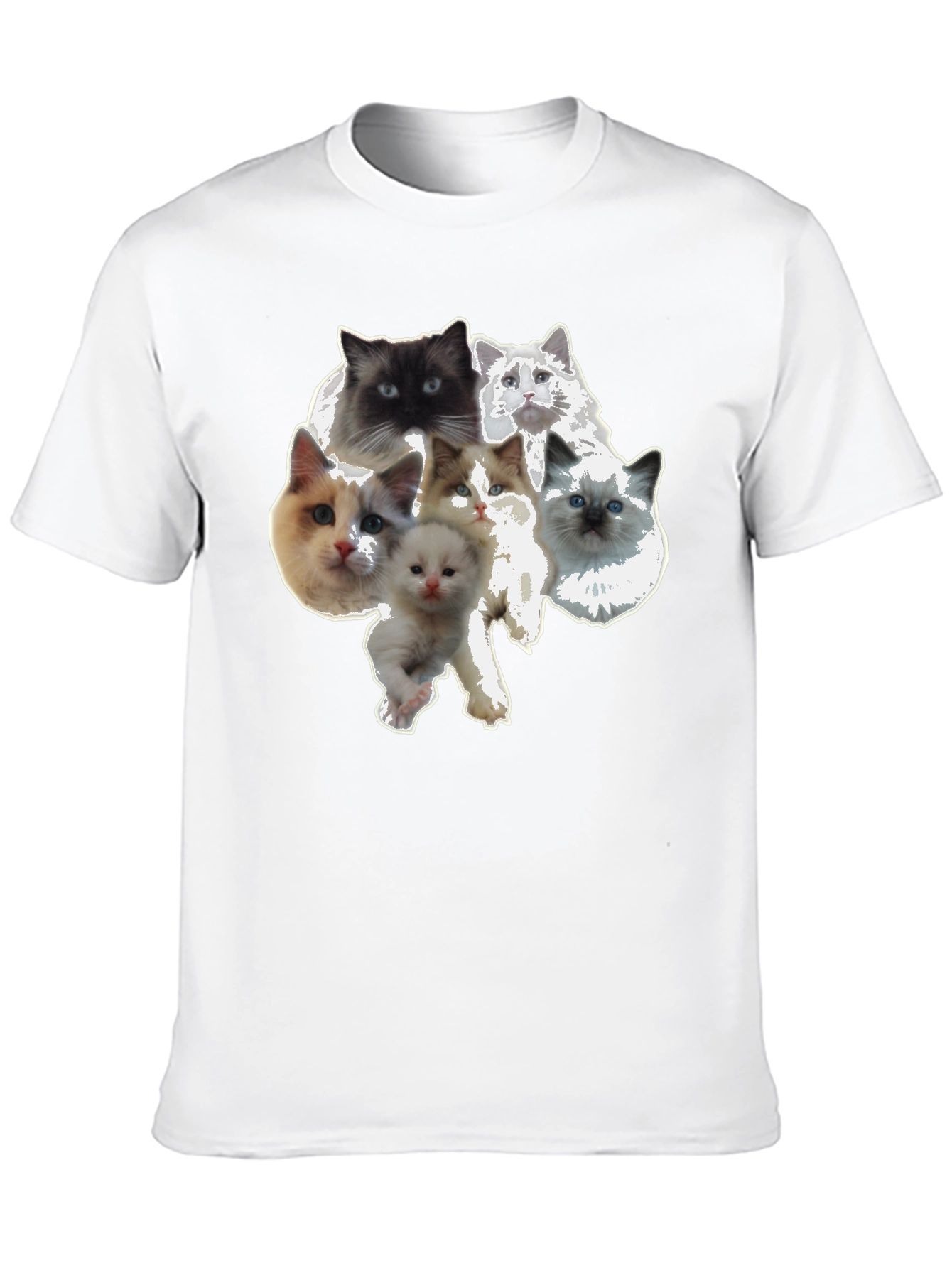 Cute Cat Faces Black T-Shirt