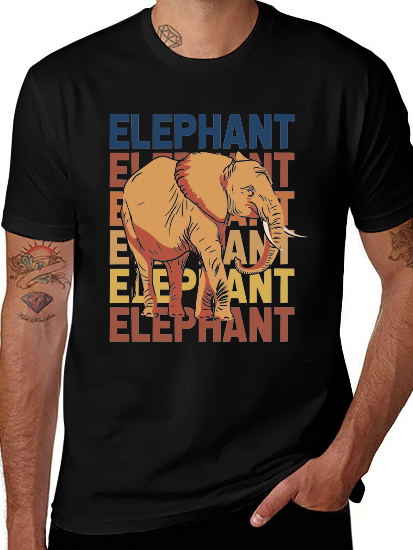 Elephant Graphic Tee - Retro Style