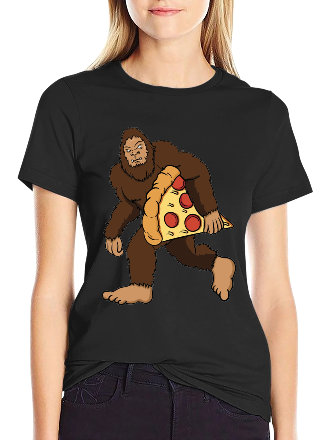 Bigfoot Pizza Graphic Tee - Black