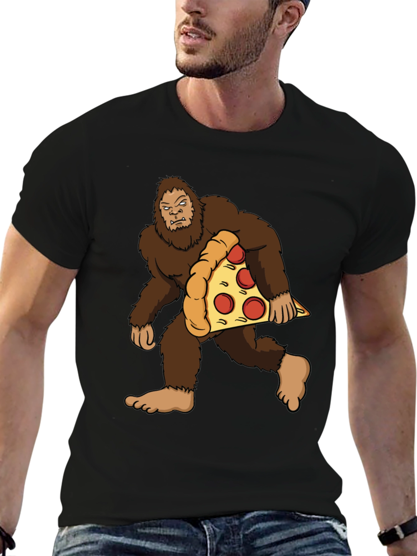 Bigfoot Pizza Graphic Tee - Black