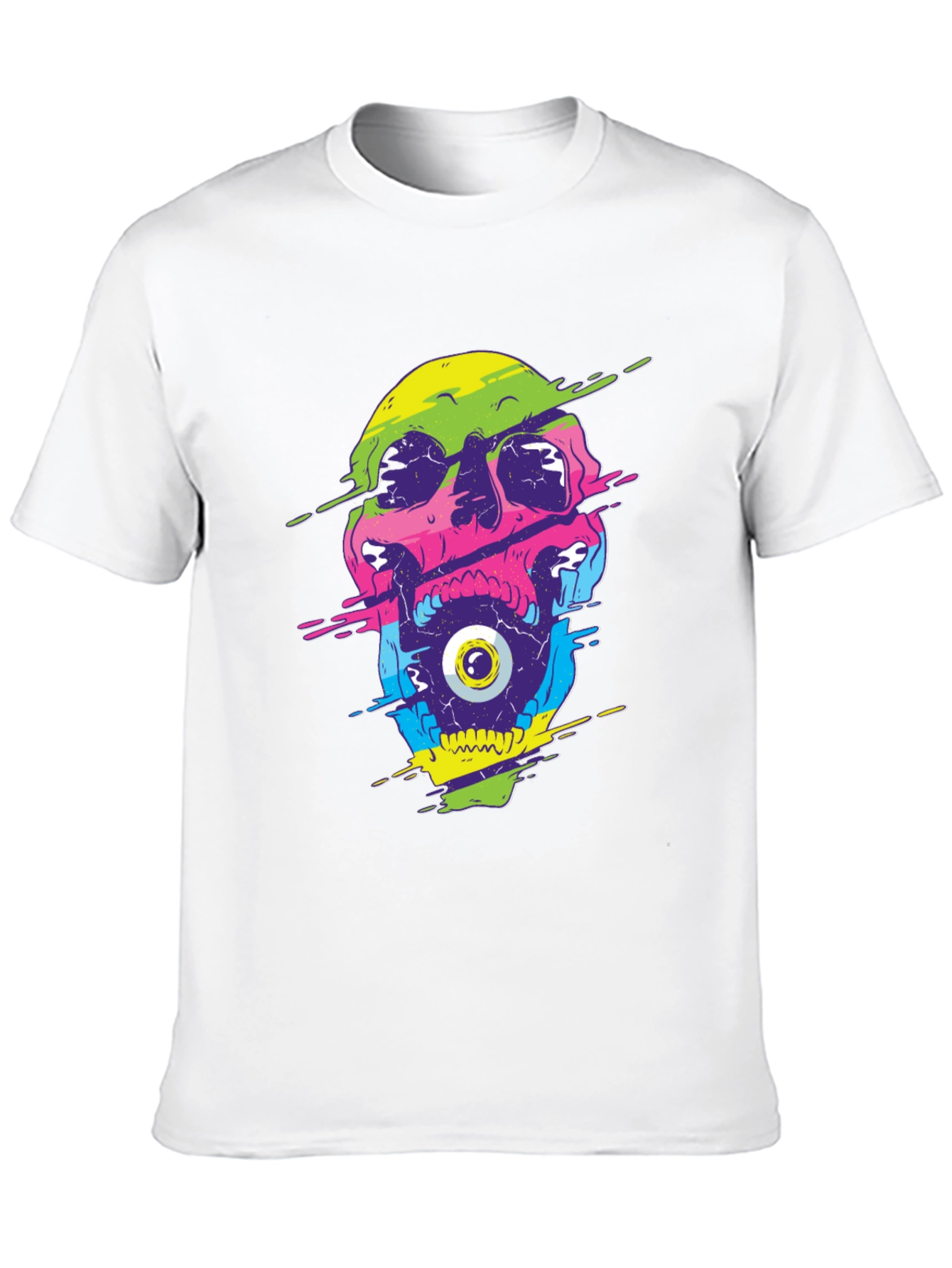 Glitch Skull Graphic Tee - Bold and Unique