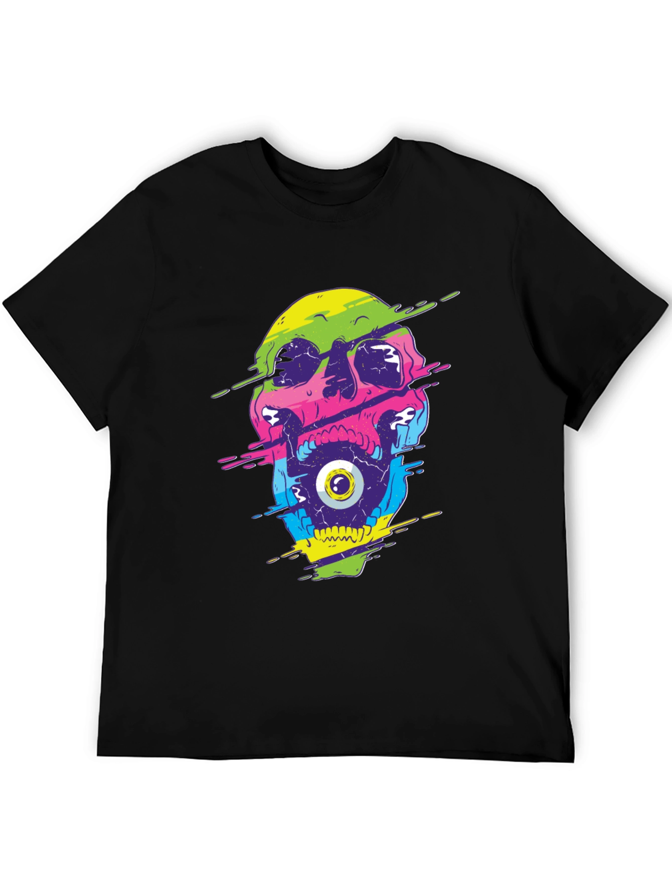 Glitch Skull Graphic Tee - Bold and Unique