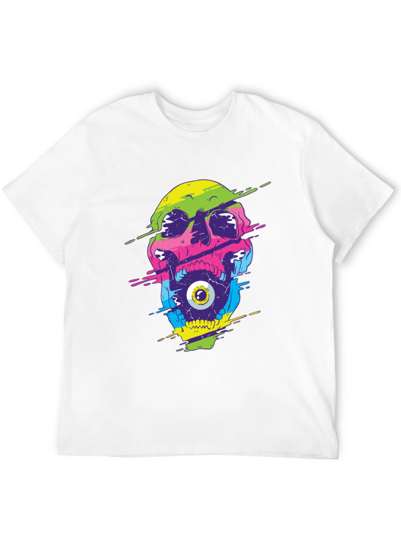 Glitch Skull Graphic Tee - Bold and Unique