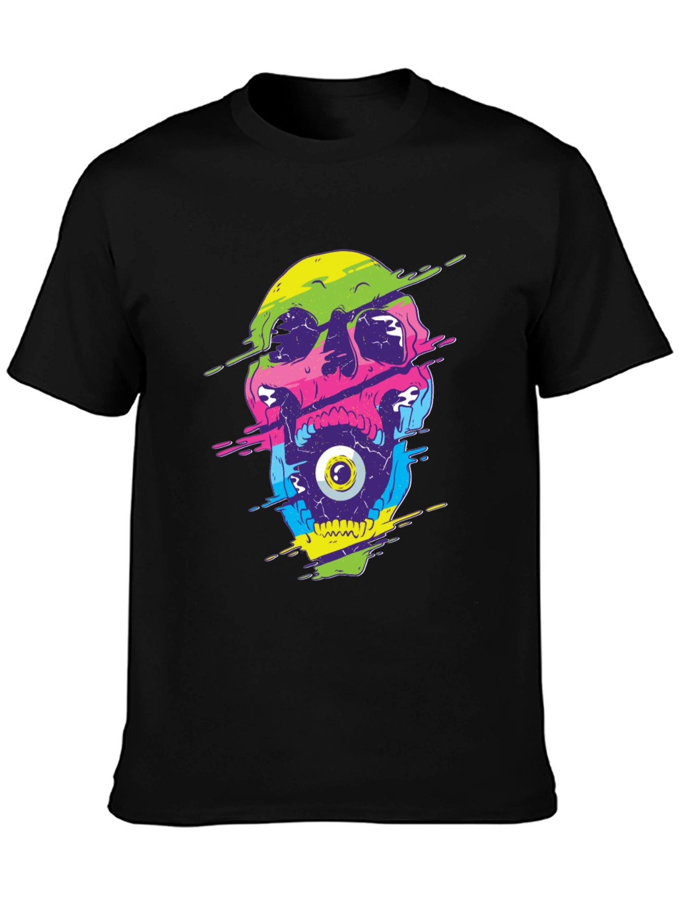 Glitch Skull Graphic Tee - Bold and Unique