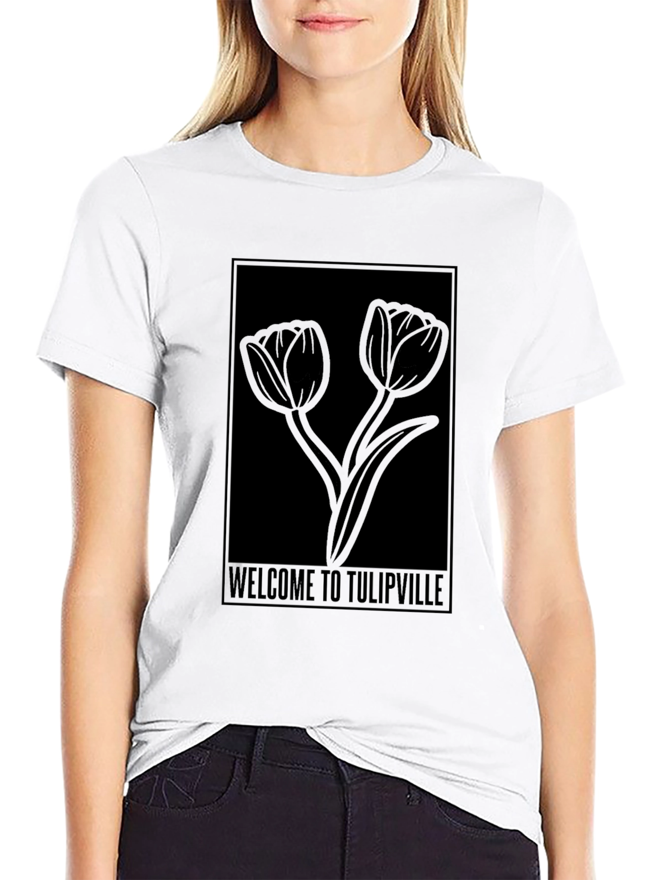 Welcome to Tulipville Black T-Shirt