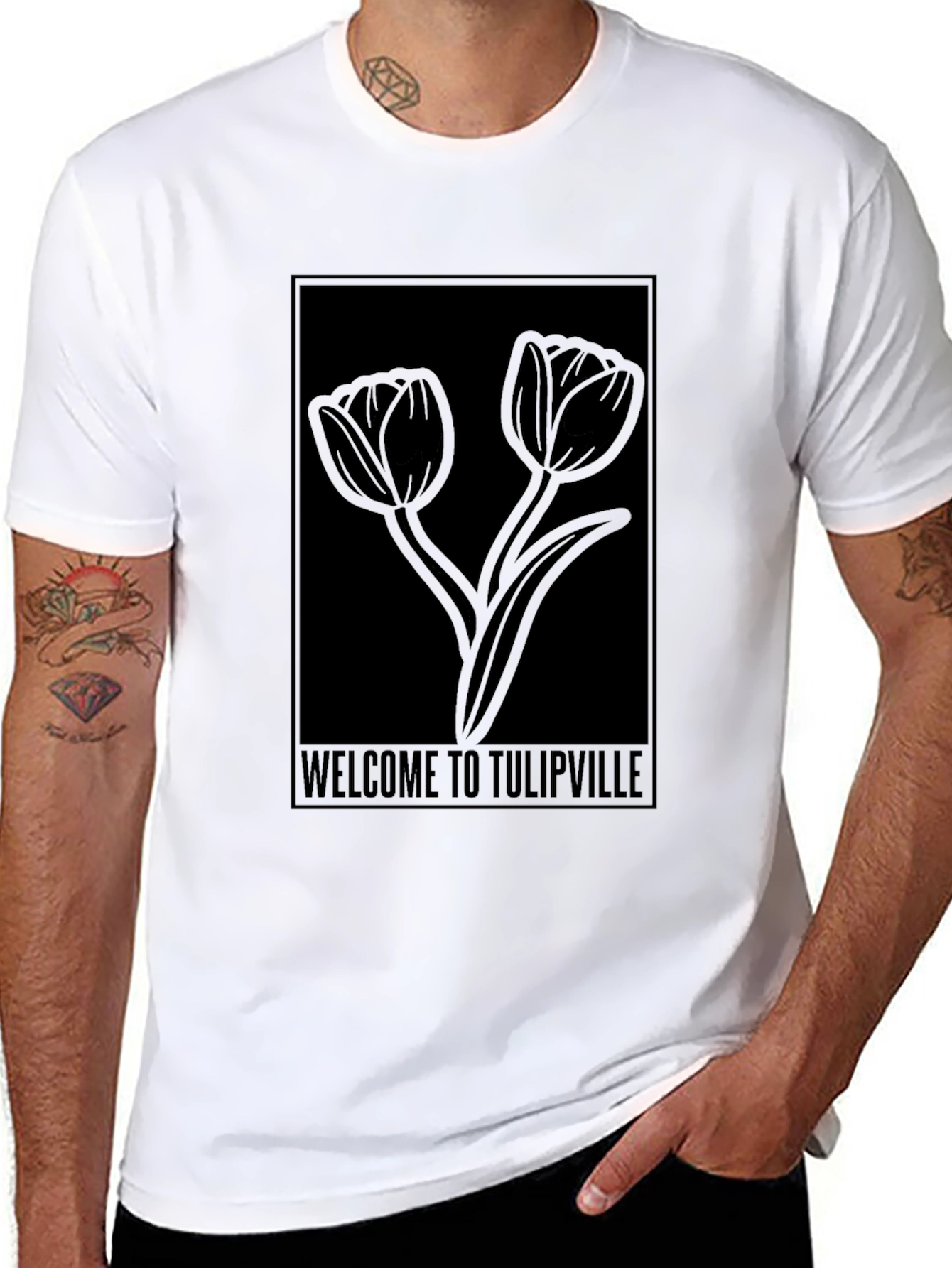 Welcome to Tulipville Black T-Shirt