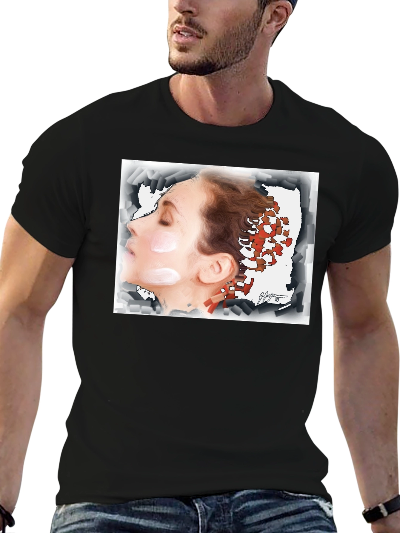Artistic Woman Graphic Tee - Unisex Black T-Shirt