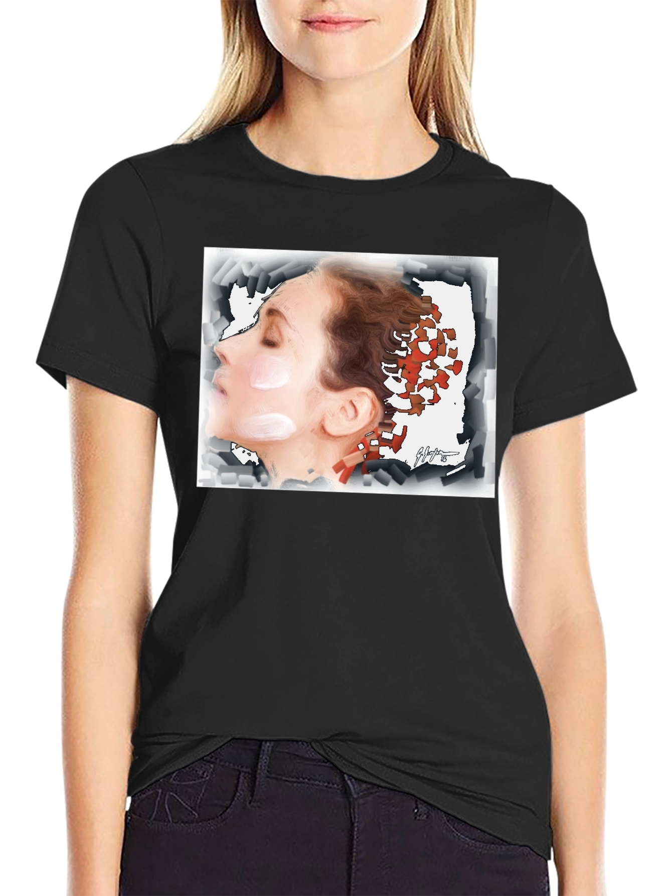 Artistic Woman Graphic Tee - Unisex Black T-Shirt