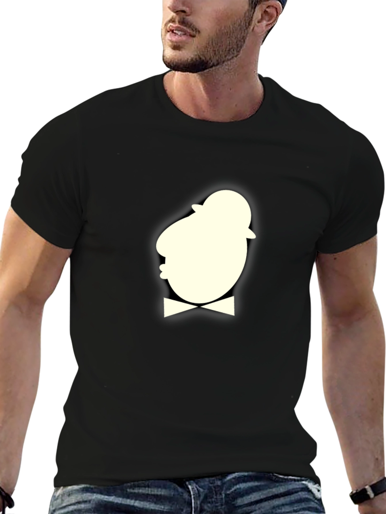 Dapper Cartoon Gentleman T-Shirt - Black