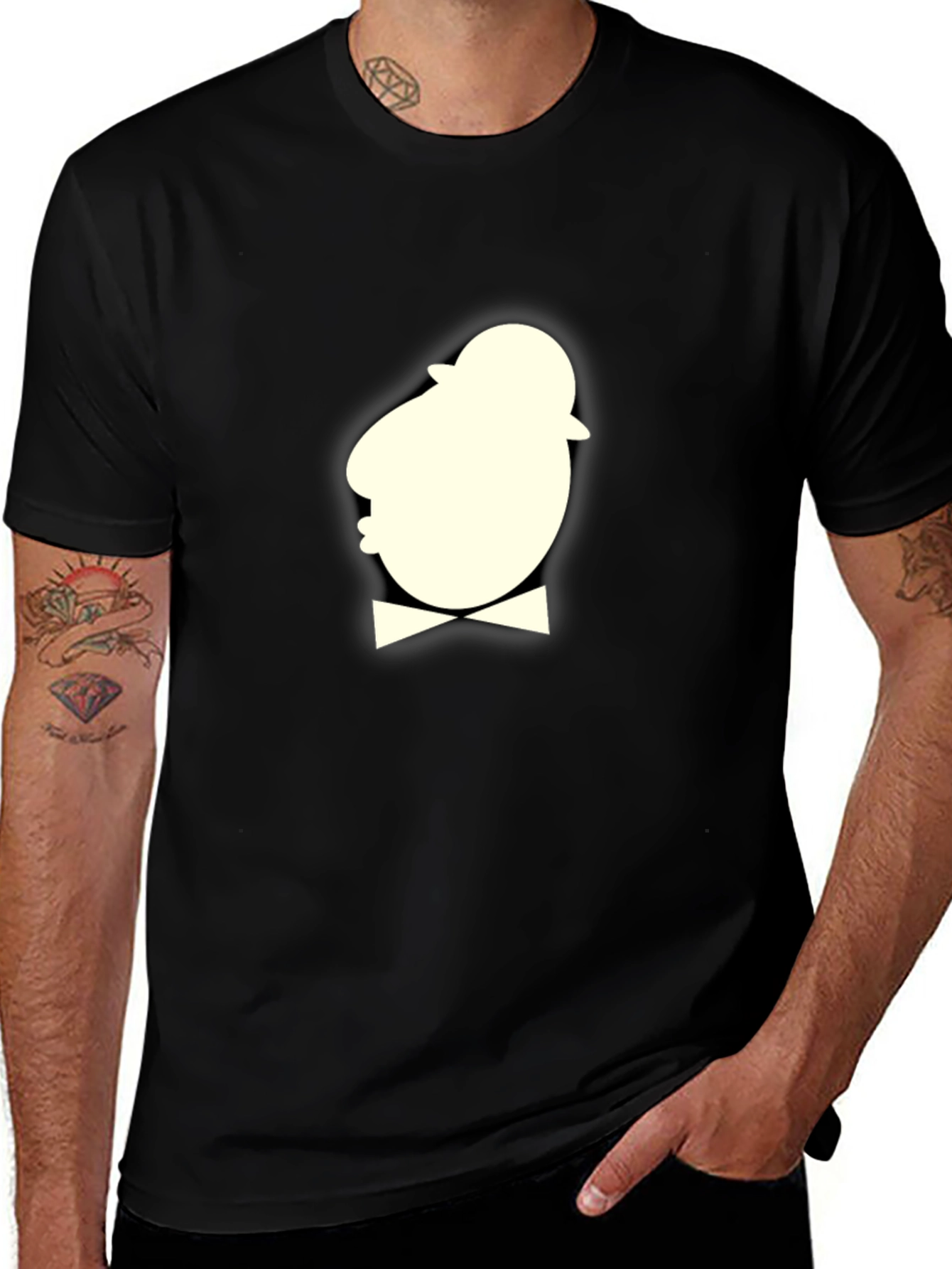 Dapper Cartoon Gentleman T-Shirt - Black