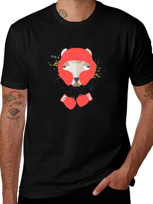 Boxer Dog Graphic Tee - Black Cotton T-Shirt