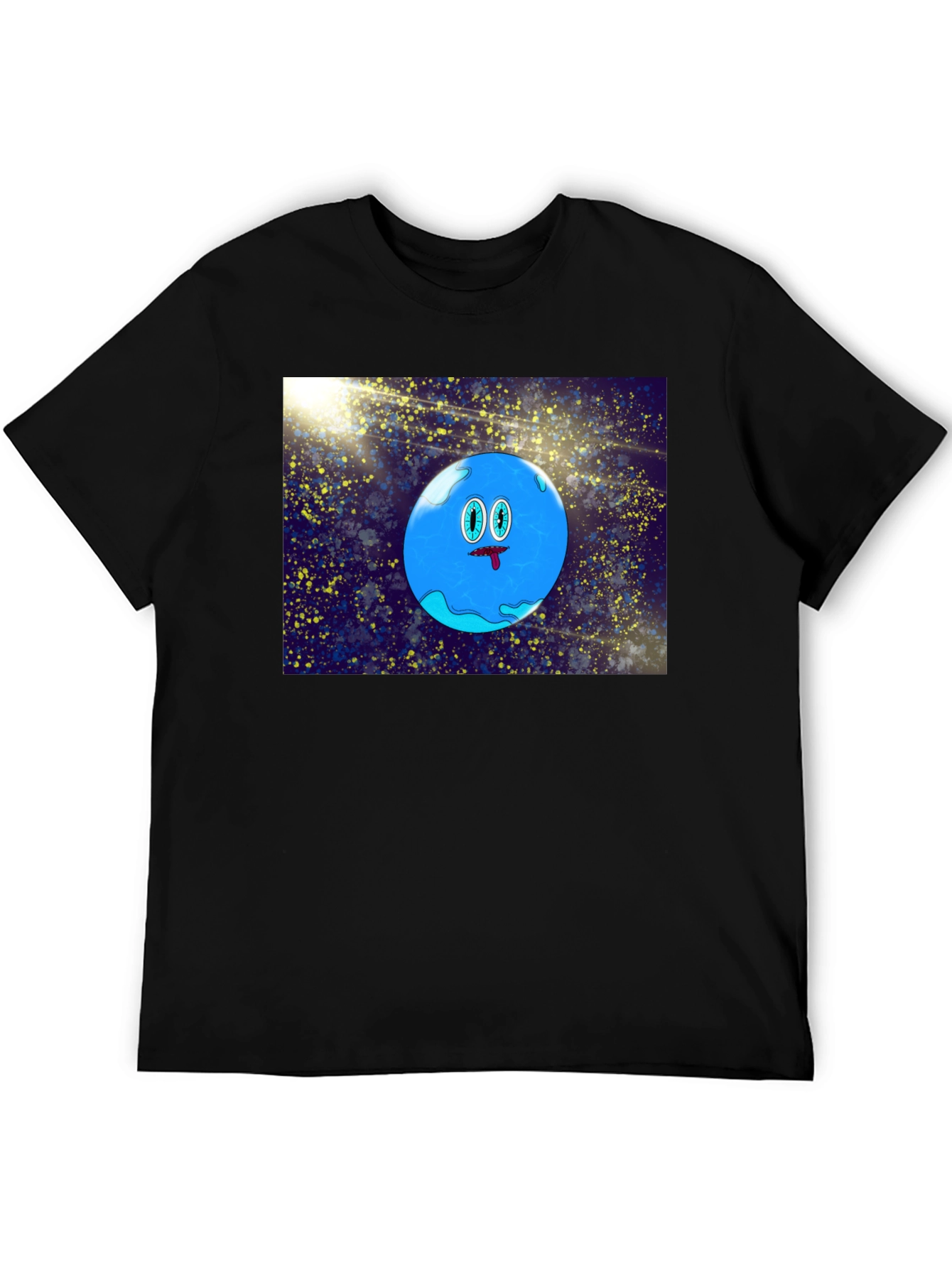 Cartoon Planet Graphic Black T-Shirt