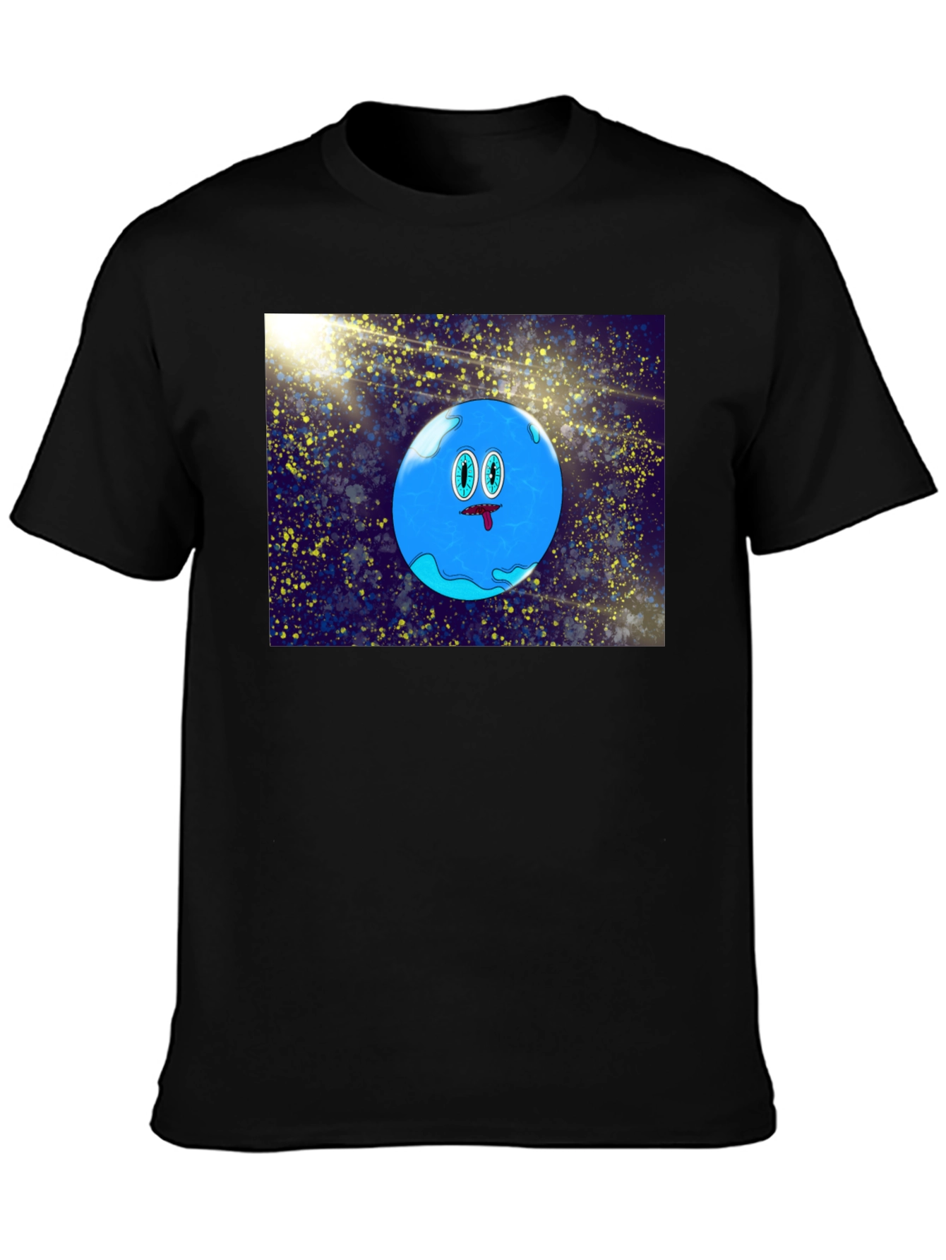 Cartoon Planet Graphic Black T-Shirt
