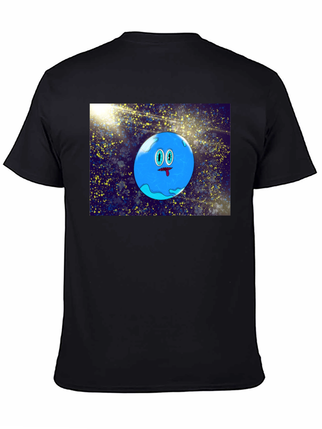 Cartoon Planet Graphic Black T-Shirt