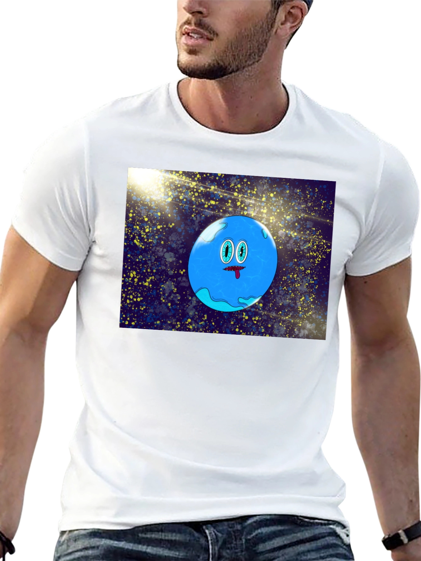 Cartoon Planet Graphic Black T-Shirt