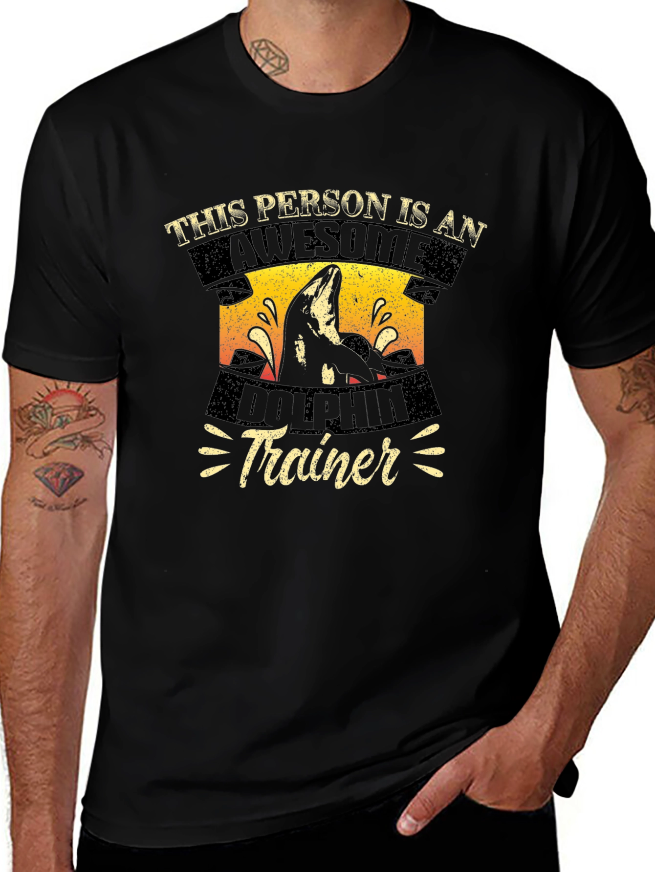 Awesome Dolphin Trainer Black T-Shirt