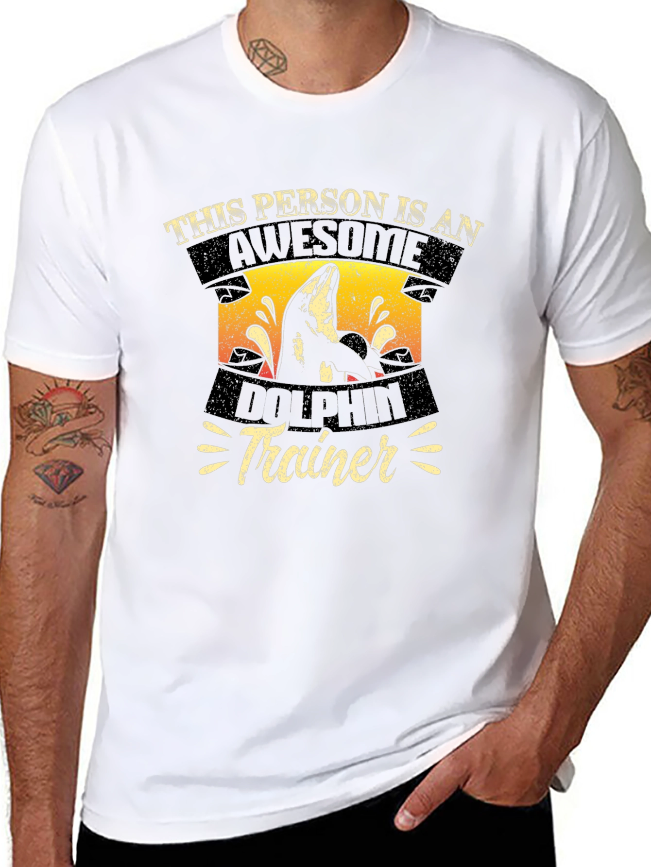 Awesome Dolphin Trainer Black T-Shirt