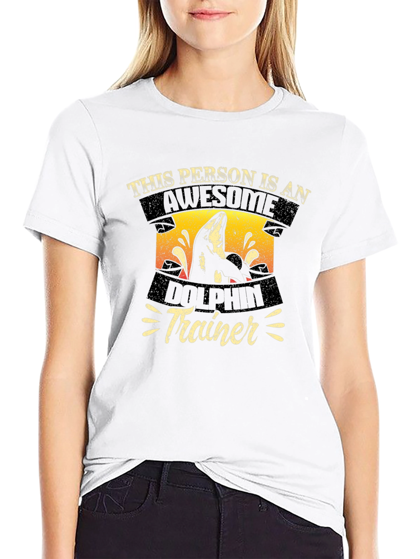 Awesome Dolphin Trainer Black T-Shirt