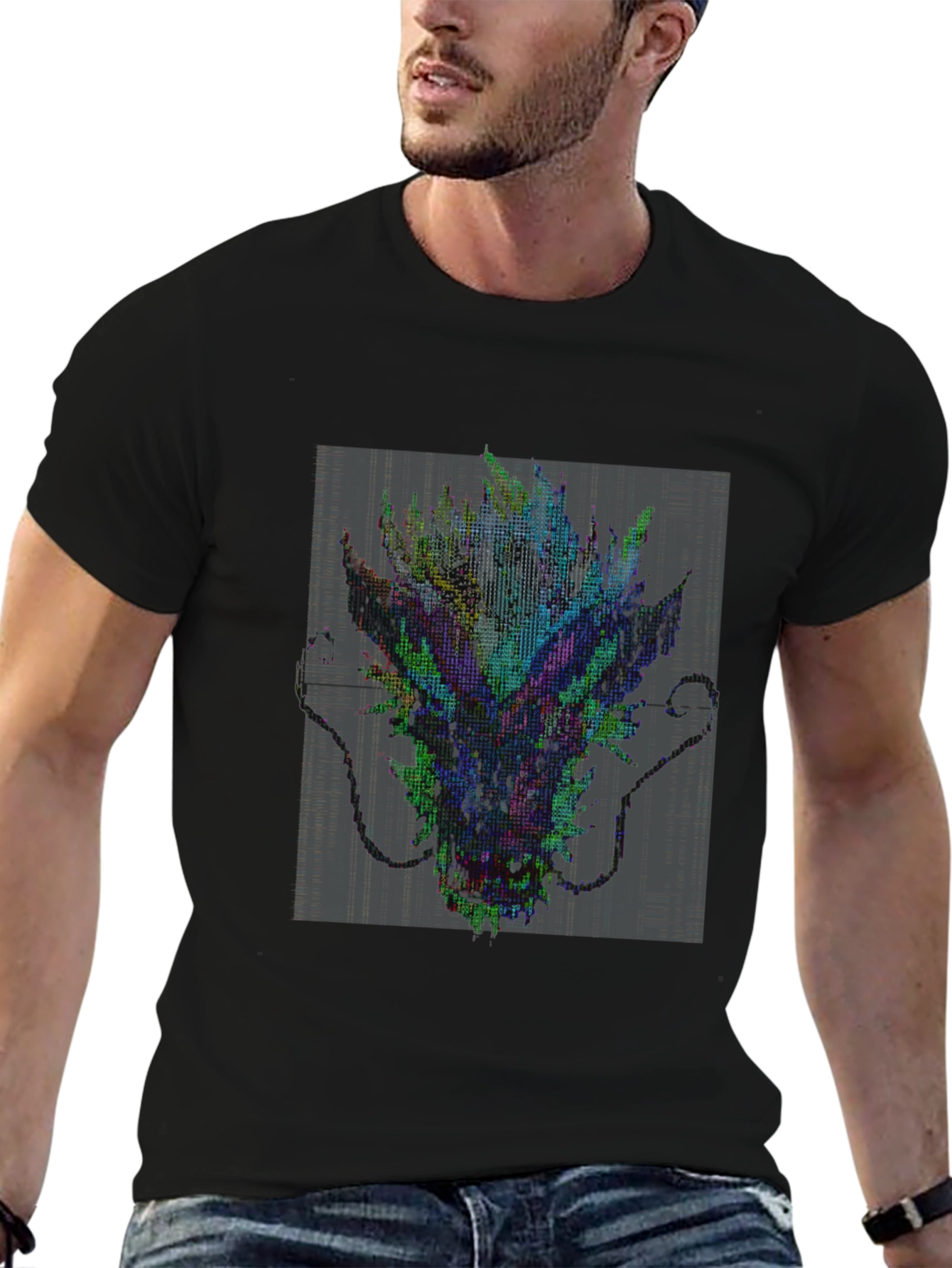 Pixel Dragon Graphic Print Mens T-Shirt