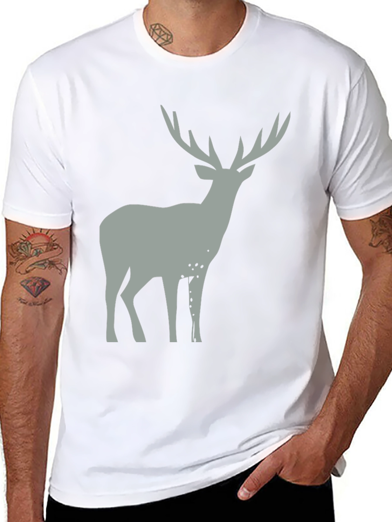 Mens Black Deer Graphic T-Shirt
