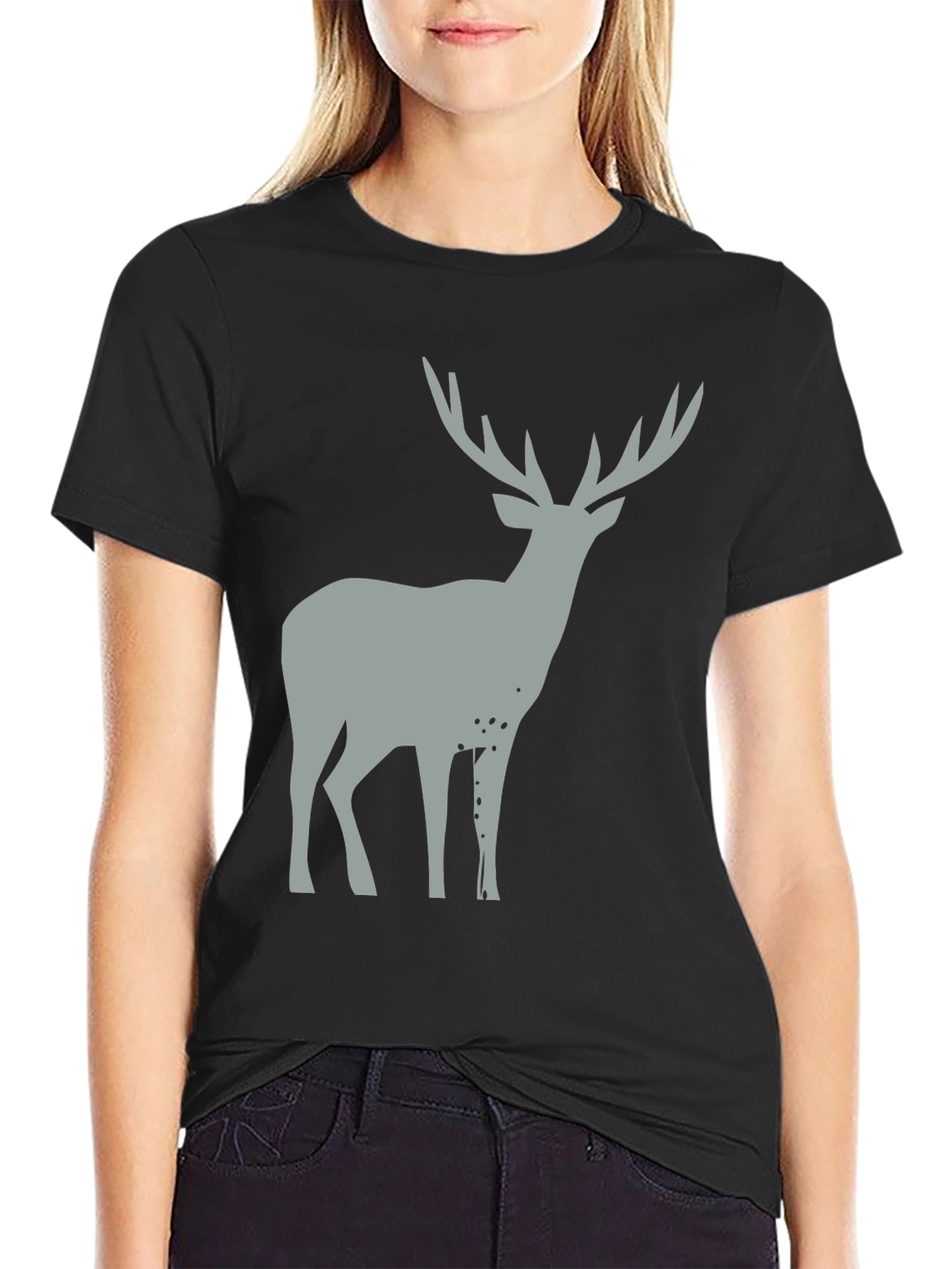 Mens Black Deer Graphic T-Shirt