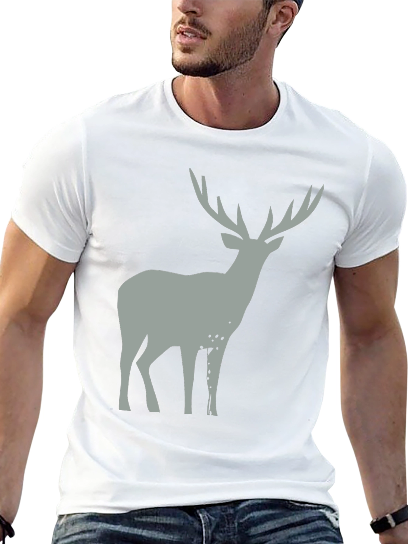 Mens Black Deer Graphic T-Shirt