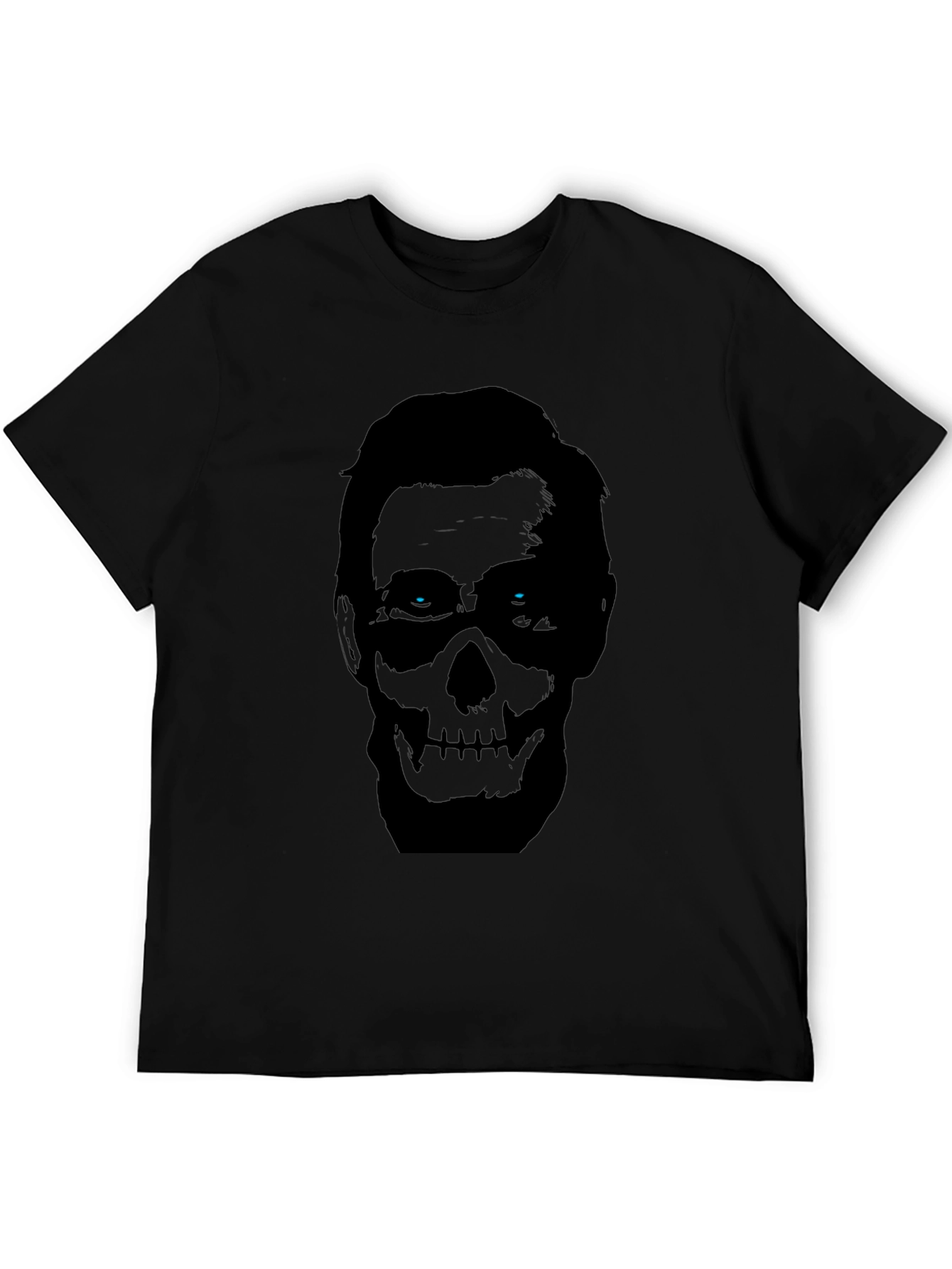 Skull Face Graphic Print Mens Black T-Shirt