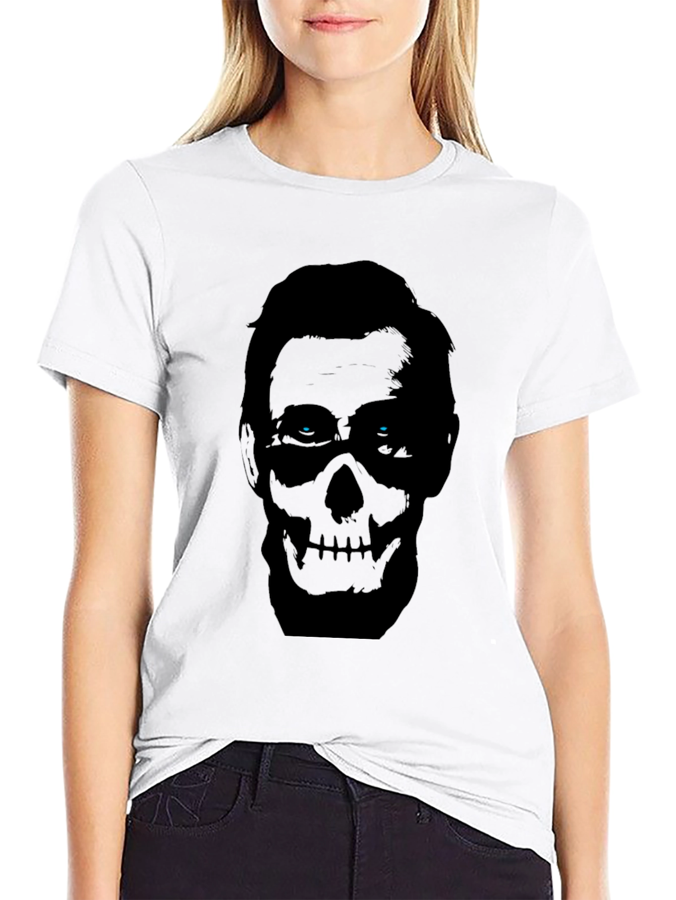 Skull Face Graphic Print Mens Black T-Shirt