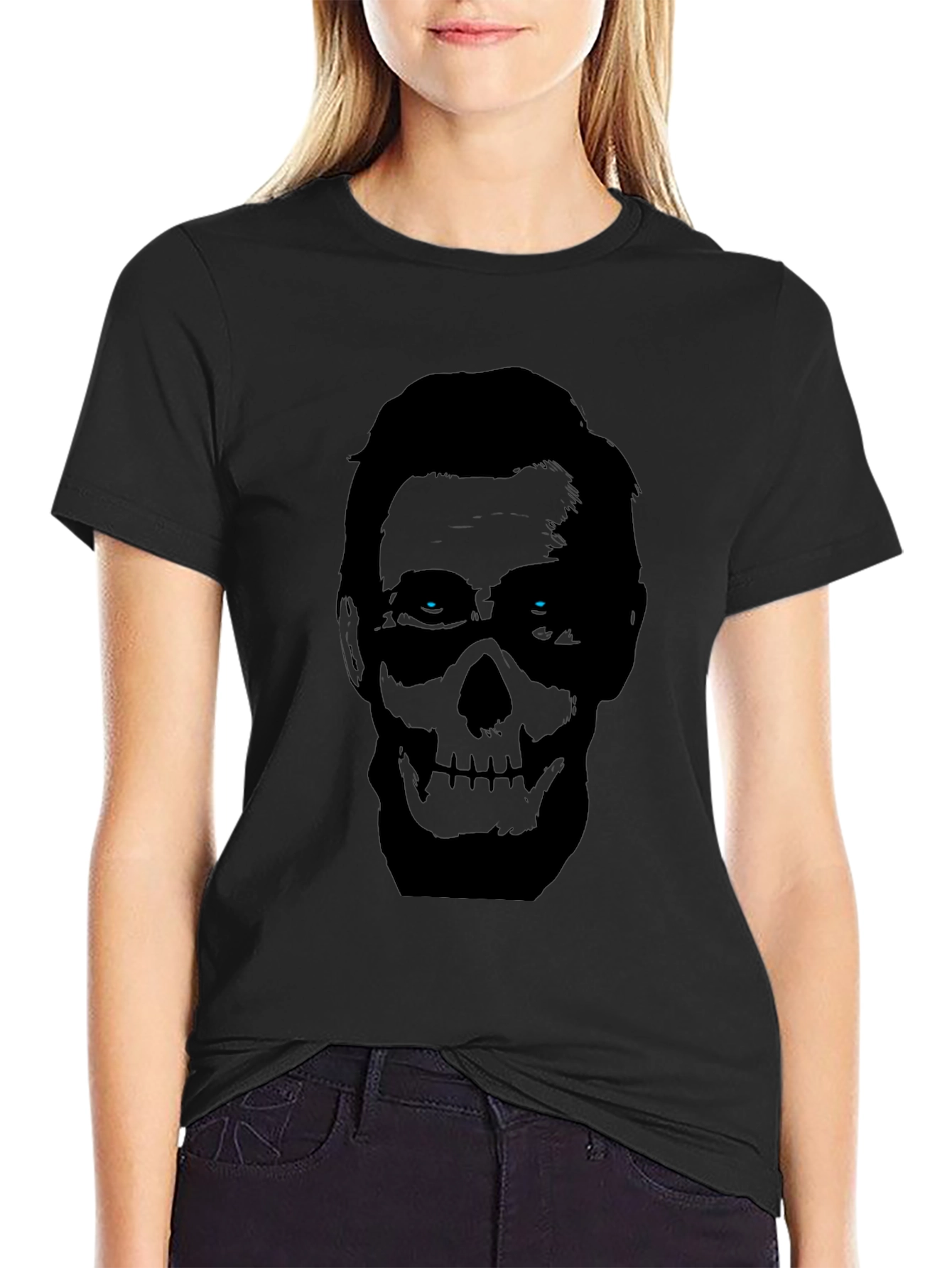 Skull Face Graphic Print Mens Black T-Shirt