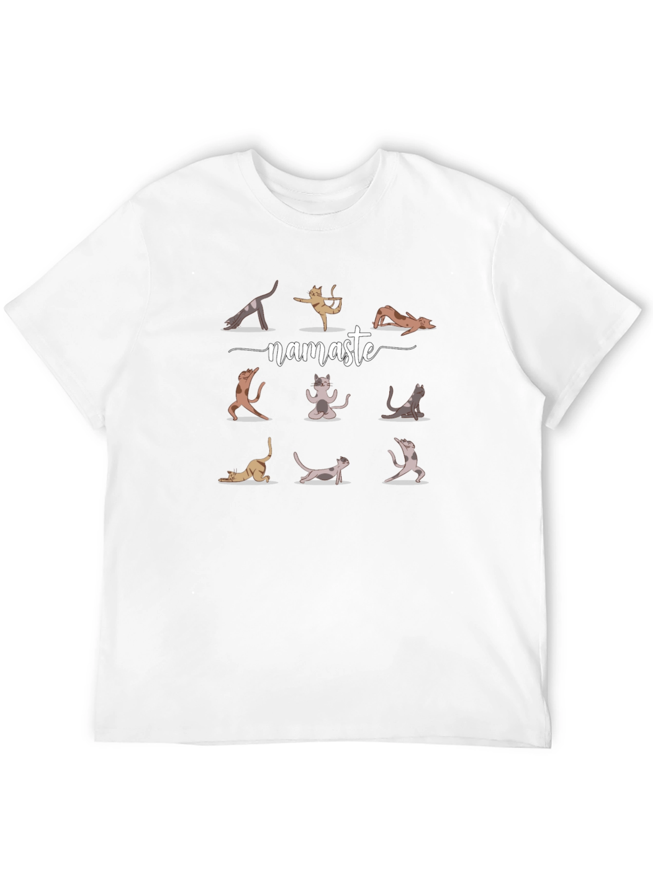 Namaste Yoga Cat Graphic Tee - Black