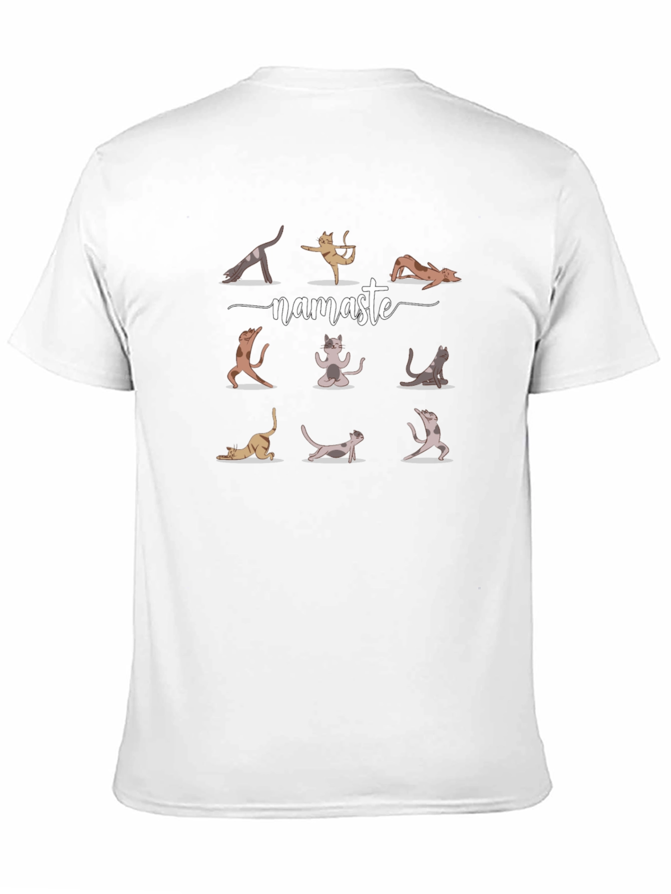 Namaste Yoga Cat Graphic Tee - Black