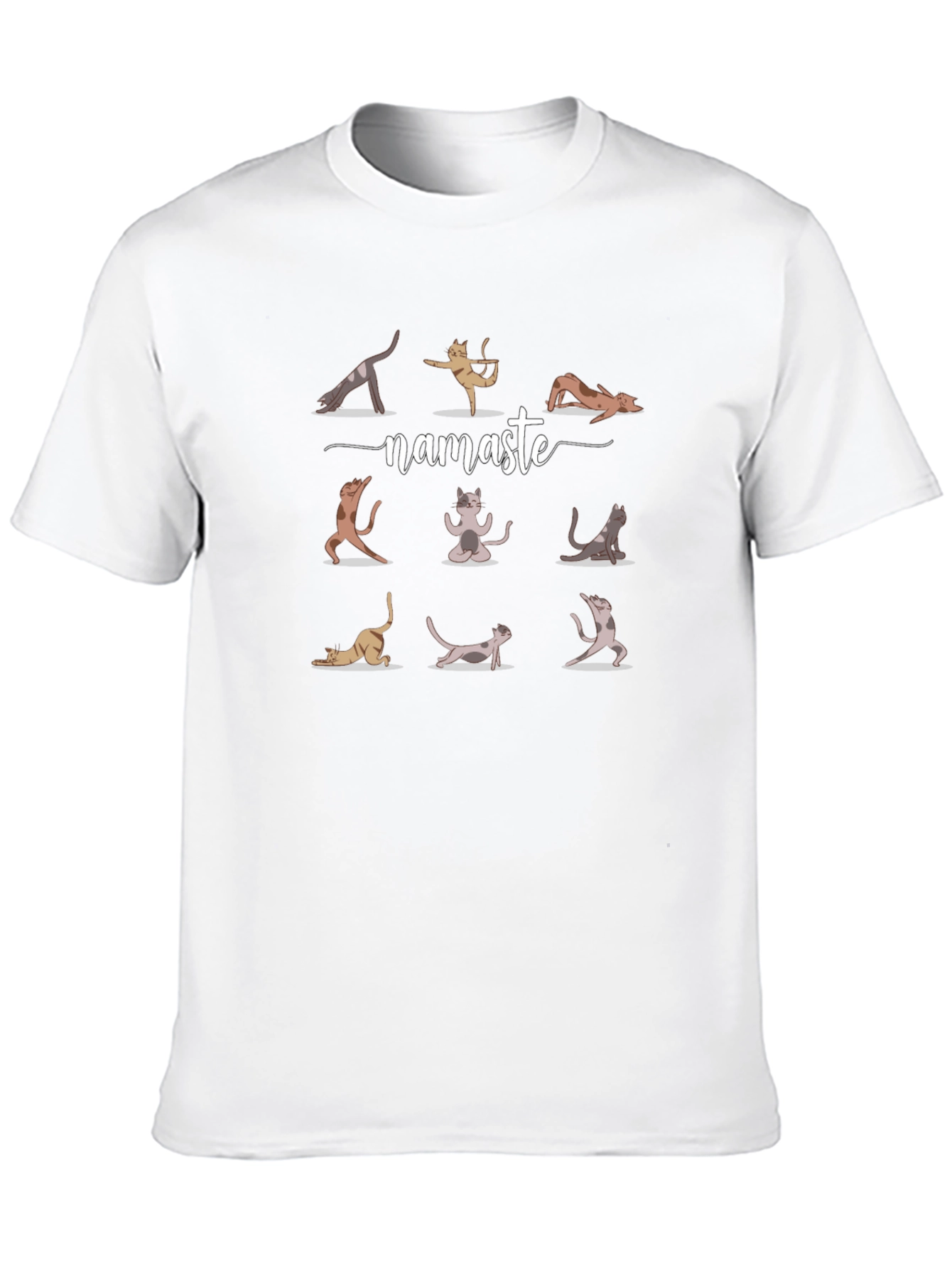 Namaste Yoga Cat Graphic Tee - Black